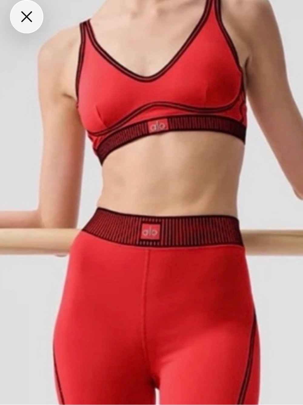 ALO Yoga Red V-Neck Seamless Performance Sports Bra